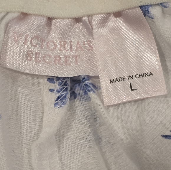 Victoria's Secret Vintage Cotton Sleepshirt Size Lg Blue & White - Picture 6 of 7